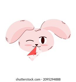 Cute hare with letter to Valentine's Day on a white background.