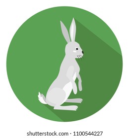 Cute hare on green background. Vector illustration.
