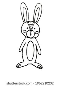 cute hare on a white background. Coloring pages for children. Scandinavian style