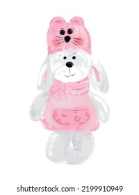 cute hare on white background illustration