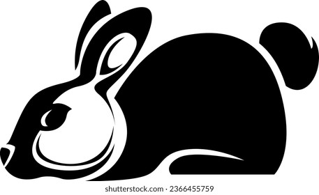Cute hare tattoo, tattoo illustration, vector on a white background.