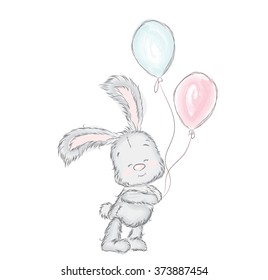 Cute hare in the vector. Vector illustration for greeting card, poster, or print on clothes.