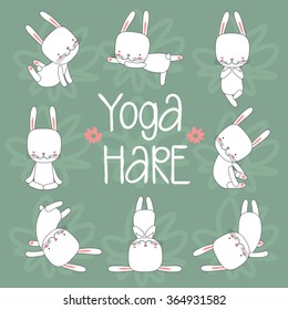 Yoga de liebre fina. Ilustración vectorial.