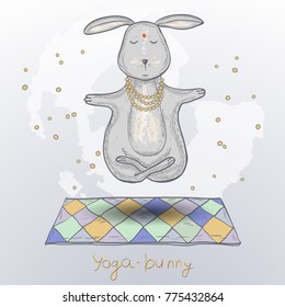Netter Hasen-Yoga. Vektorgrafik.