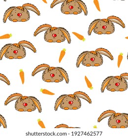 Cute hares, rabbits seamless pattern. Children's, Easter pattern. For packaging, wrapping, fabric.