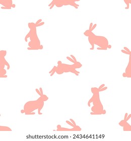 Cute hares seamless pattern. Baby Easter wallpaper.Pink love bunny background