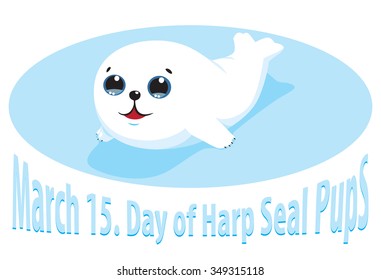 Cute harp seal puppy. Vector illustration