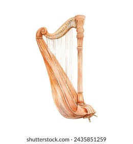 cute harp vector illustration in watercolour style