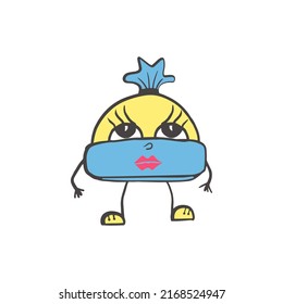  Cute hat hand drawn cartoon character. Winter hat isolate on white background. Cap. Children's drawing. Design for children. Print for kids.
