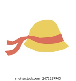 Lindo sombrero con cinta. Icono de Antiguas. Vector dibujado a mano ilustración en estilo de dibujos animados