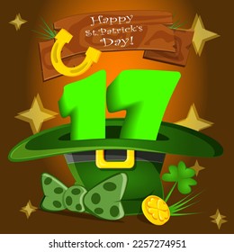 Cute hat with st patricks date in illustration
