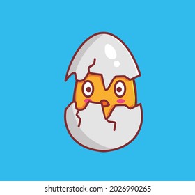 cute hatching egg chicks new born. Animal cartoon Isolated Flat Style Sticker Web Design Icon illustration Premium Vector Logo mascot character