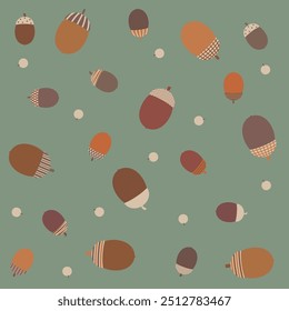 Cute hat-wearing acorn wallpaper, green 