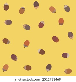 Cute hat-wearing acorn wallpaper, yellow 