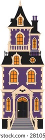 Cute Haunted House Vector Illustration | Cartoon Halloween House Design