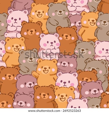 Cute having fun teddy bear cartoon seamless pattern