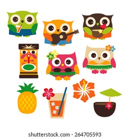 Cute Hawaii owl vector.
