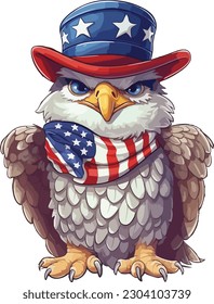 Cute Hawk in 4th of july