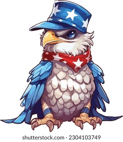 Cute Hawk in 4th of july
