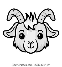 Cute Head Anatomy Goat Cartoon Coloring Page Isolated for Kids