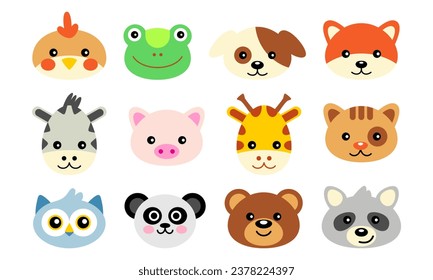 Cute Head Animal Element Set