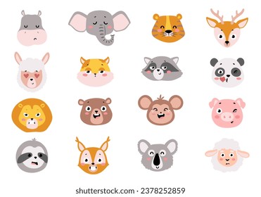 Cute Head Animal Element Set