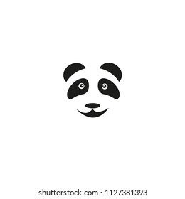 a cute head baby panda bear smiles on a white background. eps 10.