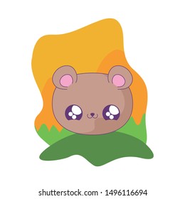 cute head of bear baby animal kawaii