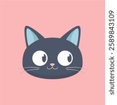 Cute Head Black Cat Vector