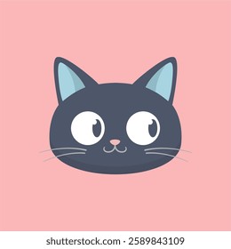 Cute Head Black Cat Vector