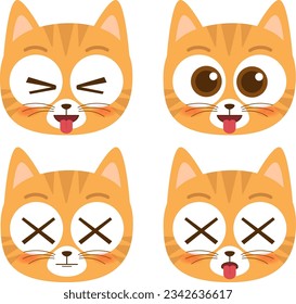 süße Kopfkatzenkatze Emoji-Icon-Sammlung