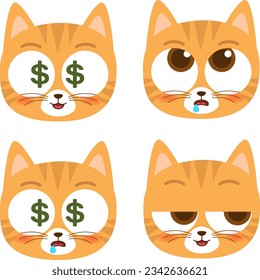 cute head cat emoji icon collection