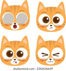 cute head cat emoji icon collection