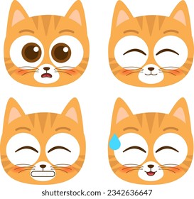 cute head cat emoji icon collection
