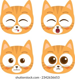 cute head cat emoji icon collection