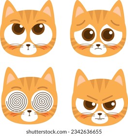 cute head cat emoji icon collection