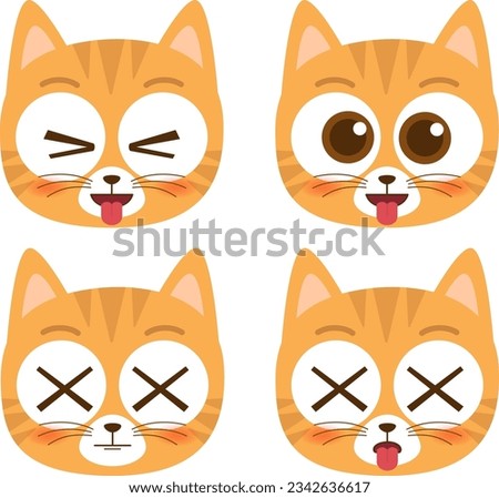 cute head cat emoji icon collection