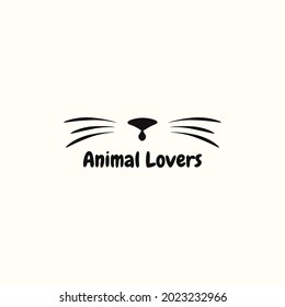 cute head cat logo vector design illustration. animal lover logo business design template with playful and unique styles isolated on white background