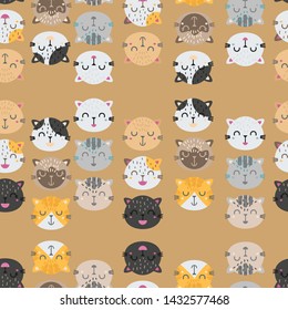 cute head cat pattern seamless meow