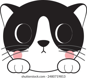 Cute head cat perches cartoon
