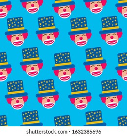 cute head of a clown seamless pattern vector illustration background