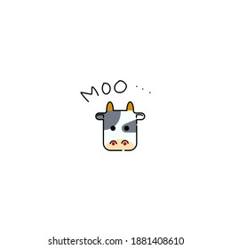 cute head cow icon vector illustration. Nature, fauna,zoo,character icon of animal. Outline black. Farm animal.
