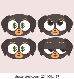cute head dog emoji icon collection