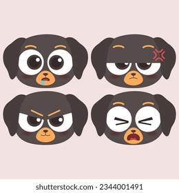 cute head dog emoji icon collection