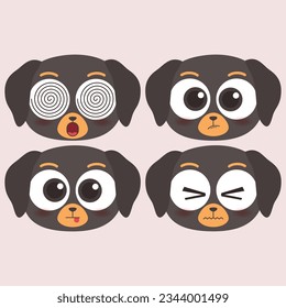 cute head dog emoji icon collection