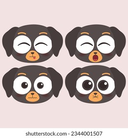 cute head dog emoji icon collection