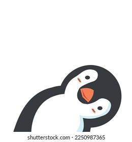 Cute head doodle penguin flat vector