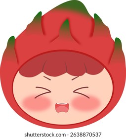 Cute Head Dragon Fruits Scared