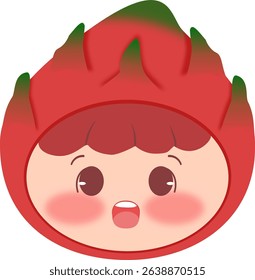 Cute Head Dragon Fruits Surprised