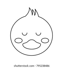 cute head duck animal close eyes cartoon